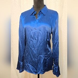 Oscar de la Renta Royal Blue Button Down Shirt Size 14